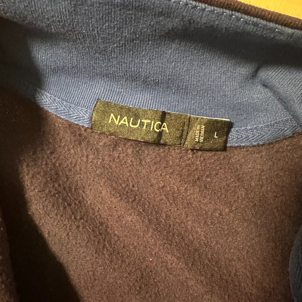Nautica Turtleneck Sweater Mens Large Blue Two Tone Long Sleeve Polyester Fleece - Picture 8 of 8